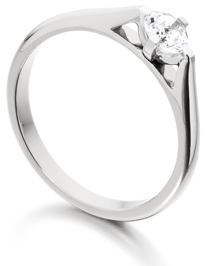 Round Four Claw White Gold Engagement Ring ICD185 Image 2